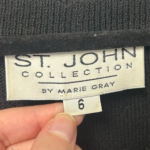 St. John Collection by Marie Gray Black Short Sleeve Cardigan Sweater Womens 6 - Picture 2 of 5